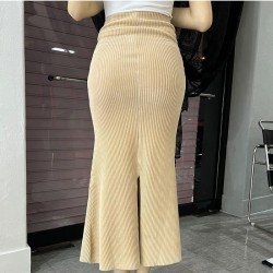  2024 Autumn Split Hem Pure Color Women's Skirt