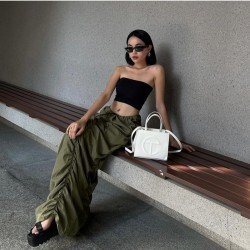 Designer Ruched Solid Loose Maxi Skirts For Ladies