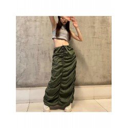 Designer Ruched Solid Loose Maxi Skirts For Ladies Designer Ruched Solid Loose Maxi Skirts For Ladies