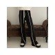 Casual Patchwork Drawstring Leg Black Long Pant Trousers