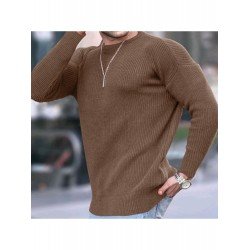 2024 Pure Color Round Ncek Men's Knitted Sweater  2024 Pure Color Round Ncek Men's Knitted Sweater