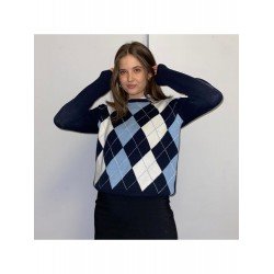 Preppy Style Rhombus Ladies Pullover Sweaters