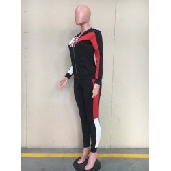 Color Blocking Hooded Coat Sports Sets For Women Color Blocking Hooded Coat Sports Sets For Women