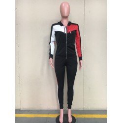 Color Blocking Hooded Coat Sports Sets For Women Color Blocking Hooded Coat Sports Sets For Women