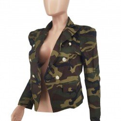 Camouflage Fall Women Long Sleeve Coats