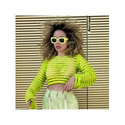 2024 Crew Neck See Through Crop Top  2024 Crew Neck See Through Crop Top