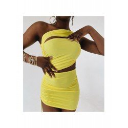 Tie Wrap One Shoulder Ruched Sleeveless Dresses Tie Wrap One Shoulder Ruched Sleeveless Dresses