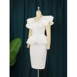 Pure Color Round Neck Women's Short Sleeve Dress  Pure Color Round Neck Women's Short Sleeve Dress