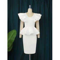 Pure Color Round Neck Women's Short Sleeve Dress  Pure Color Round Neck Women's Short Sleeve Dress