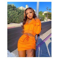 Hooded Collar Coat Top And Skirt Sets For Women Hooded Collar Coat Top And Skirt Sets For Women