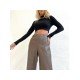  2024 PU Leather Pure Color Women's Pants