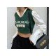  2024 American Retro Letter V-Neck Women's Knitted Vest
