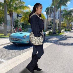 Casual Hooded Leopard Print Letter Two-Piece Set  Casual Hooded Leopard Print Letter Two-Piece Set