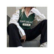  2024 American Retro Letter V-Neck Women's Knitted Vest