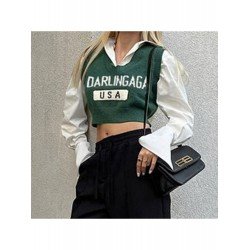 2024 American Retro Letter V-Neck Women's Knitted Vest 2024 American Retro Letter V-Neck Women's Knitted Vest