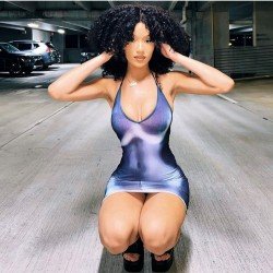  Sexy Tight Halter Backless Printing Sleeveless Dress