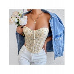 Spice Girl Backless Strapless Floral Fishbone Vest Spice Girl Backless Strapless Floral Fishbone Vest