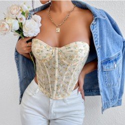  Spice Girl Backless Strapless Floral Fishbone Vest
