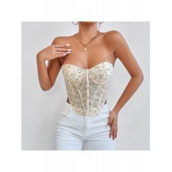  Spice Girl Backless Strapless Floral Fishbone Vest