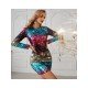 Nightclub Long Sleeve Sequined Short Dress