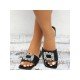  2024 Summer Square Collar Rhinestone Flat Slippers