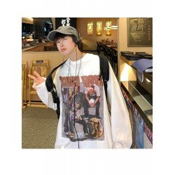 Men's Loose Street Printing Long Sleeve T Shirt Men's Loose Street Printing Long Sleeve T Shirt