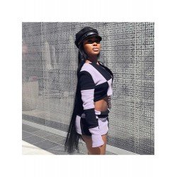 Casual Zipper Crop Top And Short Skirt Suit  Casual Zipper Crop Top And Short Skirt Suit