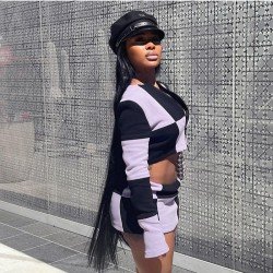  Casual Zipper Crop Top And Short Skirt Suit