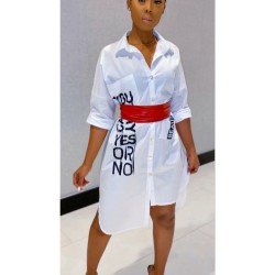  Casual Letter Printing Women's Long Sleeve Dress