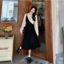  French Temperament Irregular Patchwork Women's Dress