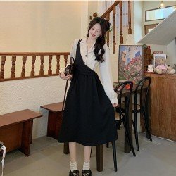  French Temperament Irregular Patchwork Women's Dress