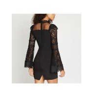  2024 Sexy Lace Flare Sleeve Women's Short Dress