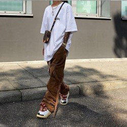 Ladies Wide Leg Cargo Jean Trousers