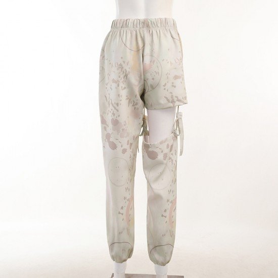  Casual Ripped Printing Women's Long Pants