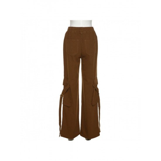 Ladies Wide Leg Cargo Jean Trousers