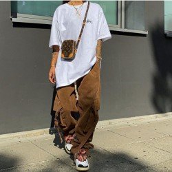 Ladies Wide Leg Cargo Jean Trousers