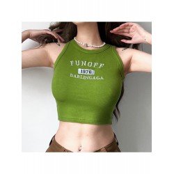 Letter Embroidery Cropped Tank Tops For Ladies Letter Embroidery Cropped Tank Tops For Ladies