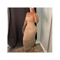 Pure Color Strapless Maxi Dresses For Women Pure Color Strapless Maxi Dresses For Women