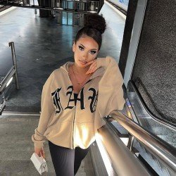 Letter Embroidery Hooded Collar Oversized Coats Letter Embroidery Hooded Collar Oversized Coats