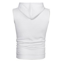 Pure Color Hooded Sleeveless Men's Vest  Pure Color Hooded Sleeveless Men's Vest