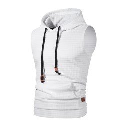 Pure Color Hooded Sleeveless Men's Vest  Pure Color Hooded Sleeveless Men's Vest