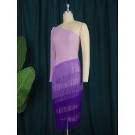  Fashion Design Sense One Shoulder Tassel Women's Dress