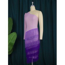 Fashion Design Sense One Shoulder Tassel Women's Dress  Fashion Design Sense One Shoulder Tassel Women's Dress