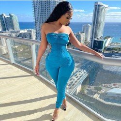 Spring Skinny Backless Bandage Women's Sleeveless Jumpsuit