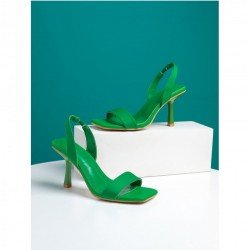 Easy Matching Solid Buckle Strap Heeled Sandals 