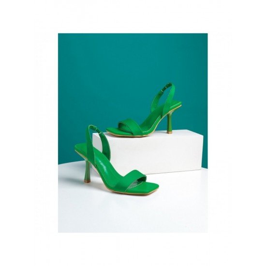 Easy Matching Solid Buckle Strap Heeled Sandals 