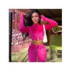 2024 Autumn Korean Cashmere Zipper Trouser Set  2024 Autumn Korean Cashmere Zipper Trouser Set