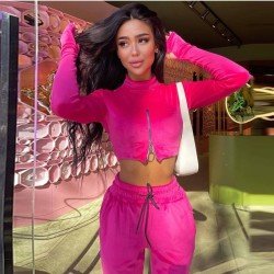  2024 Autumn Korean Cashmere Zipper Trouser Set