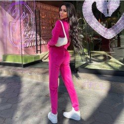  2024 Autumn Korean Cashmere Zipper Trouser Set