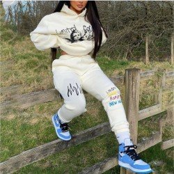  Letter Printing Top And Trouser Women's Leisure Suits